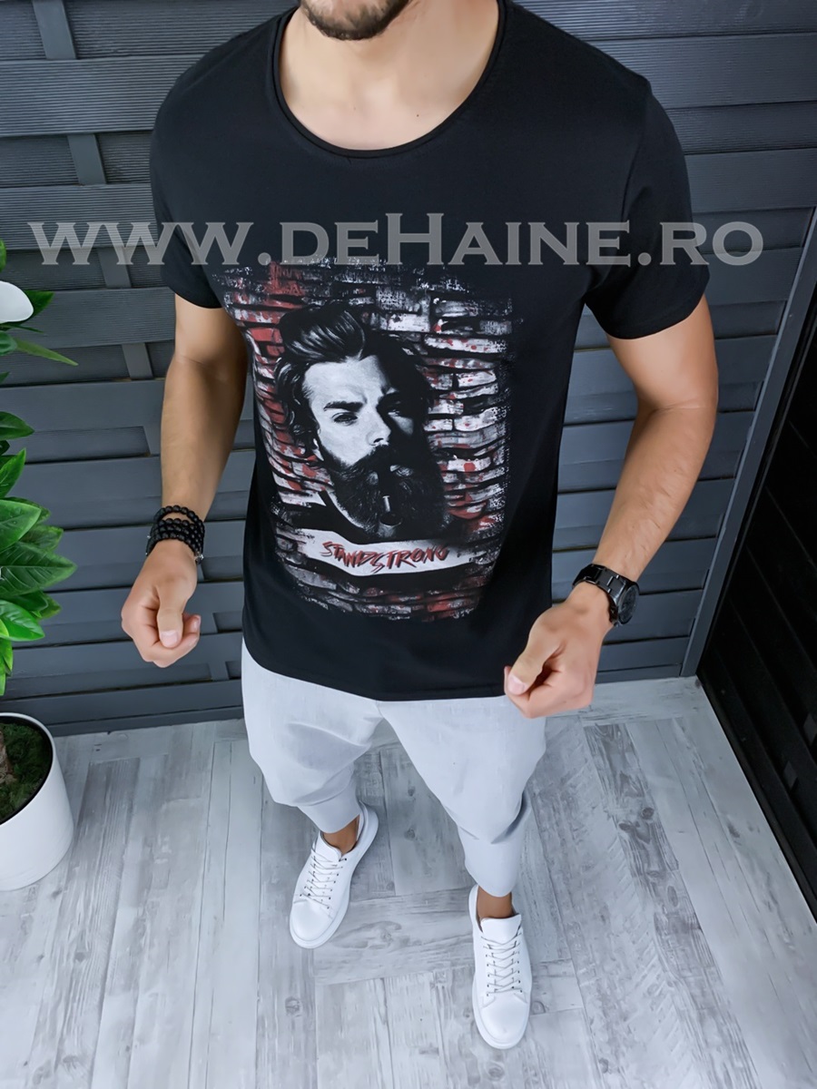 Tricou barbati negru slim fit zr b1004 m6-4